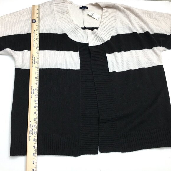 NEW Gap Women's Black and Ivory Cardigan Sweater Open Front 3/4 Sleeves XL - Picture 5 of 10